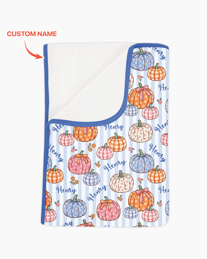 Custom Name Pumpkin Patch Bamboo Blanket
