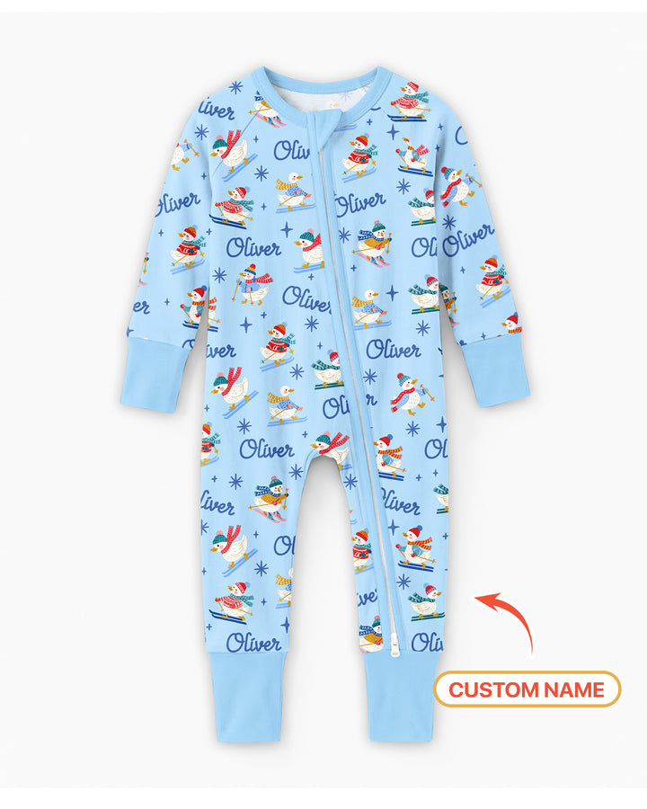 Custom Name Skiing Goose Bamboo Convertible Zippy