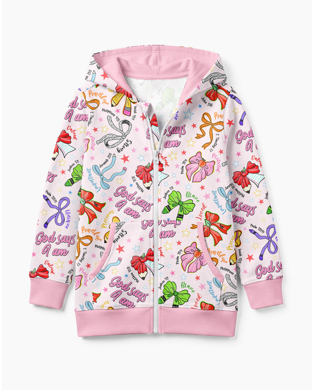 Pencil Bows God Says I Am Bamboo Zip Hoodie