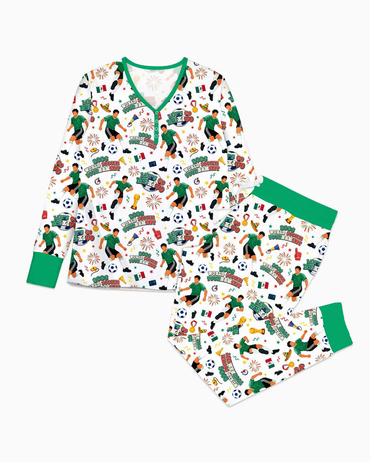 World Soccer Tournament Let's Go Mexico Family Matching Bamboo Women Pajama Set