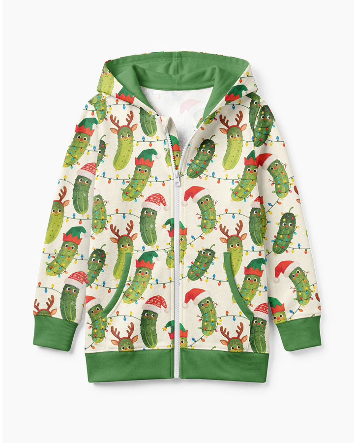 Cheerful Christmas Pickle Bamboo Zip Hoodie