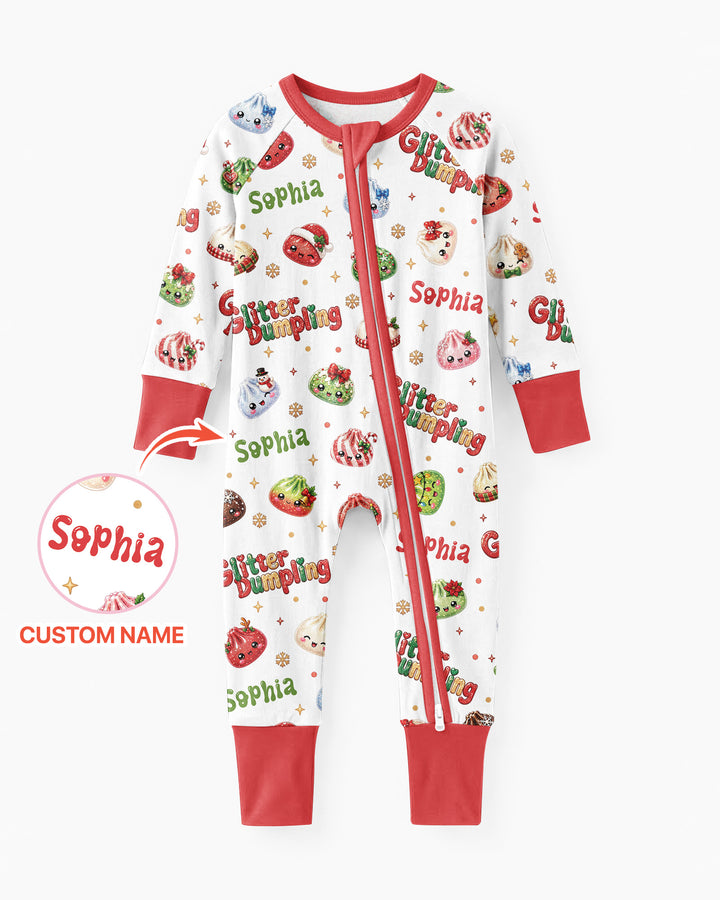 Custom Name Glitter Christmas Dumpling  Bamboo Convertible Zippy