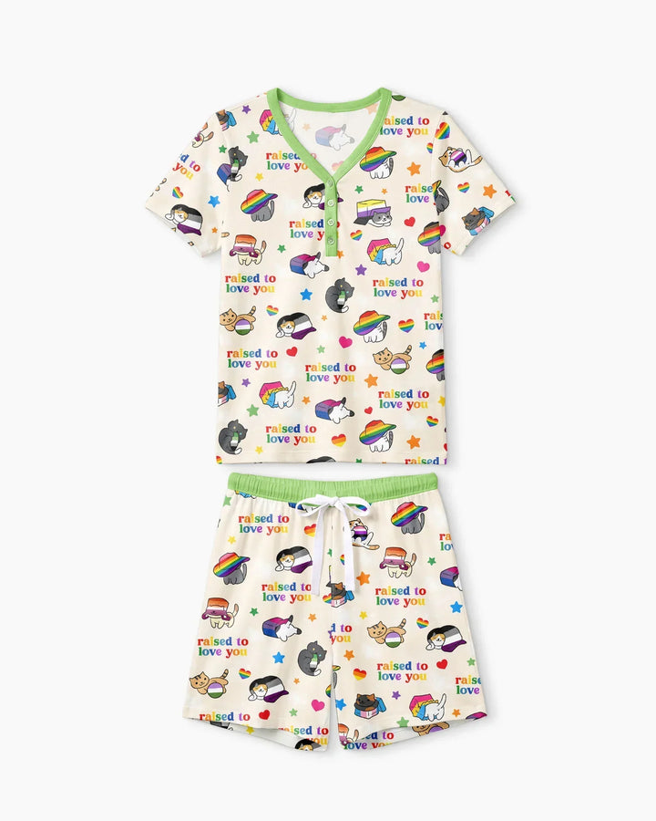 Rainbow Paws Family Matching Bamboo Women Short Sleeve Short Pajama Set