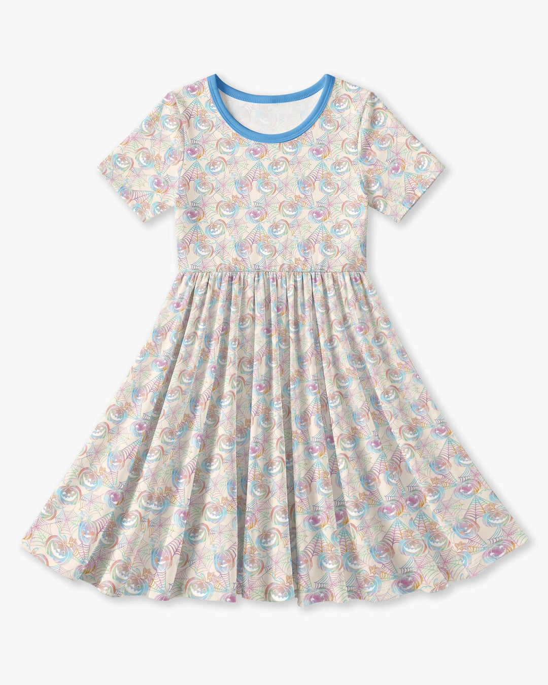 Pastel Halloween Jack O Lanterns Bamboo Twirl Dress