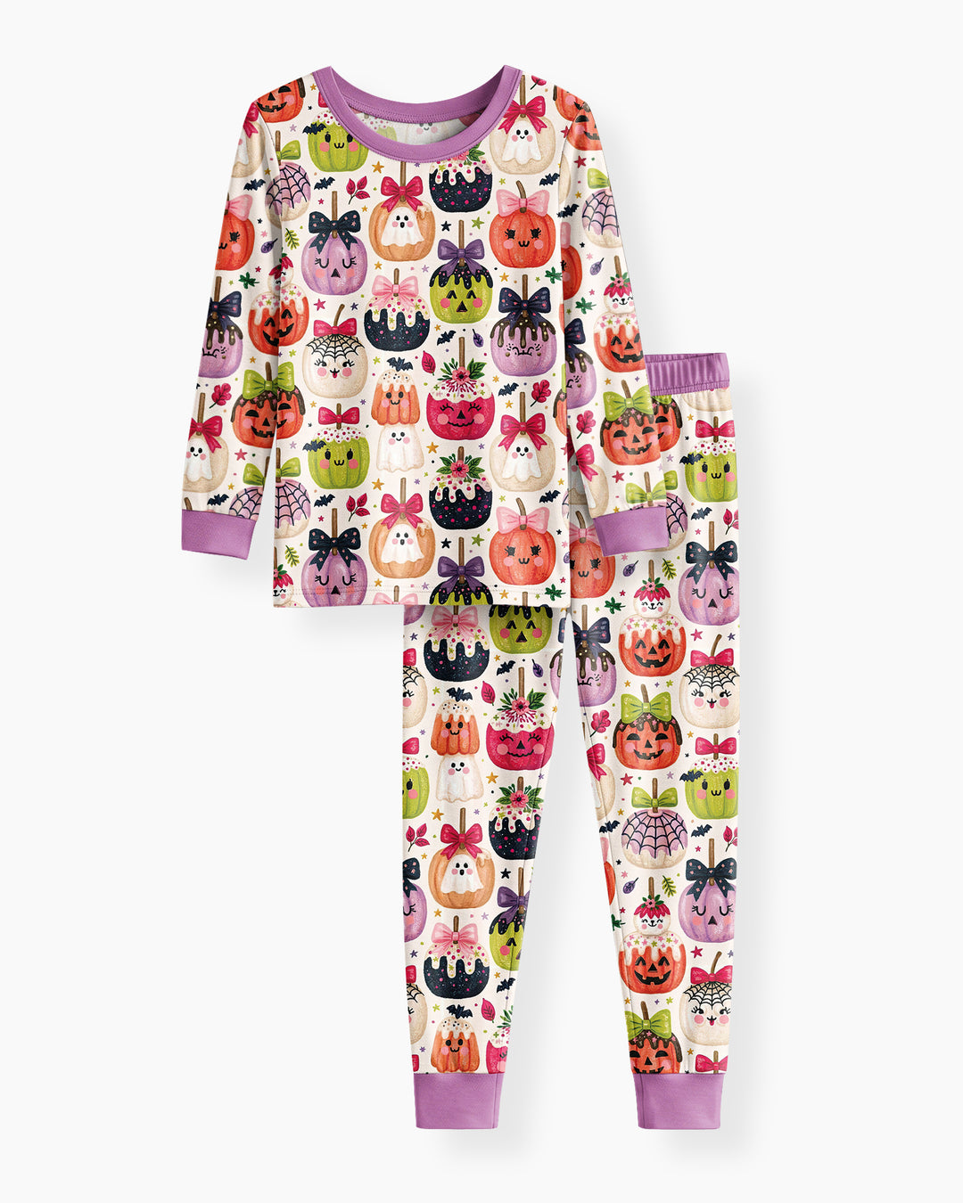 Cute Halloween Candy Apples Bamboo Two Piece Long Sleeve Pajama Set