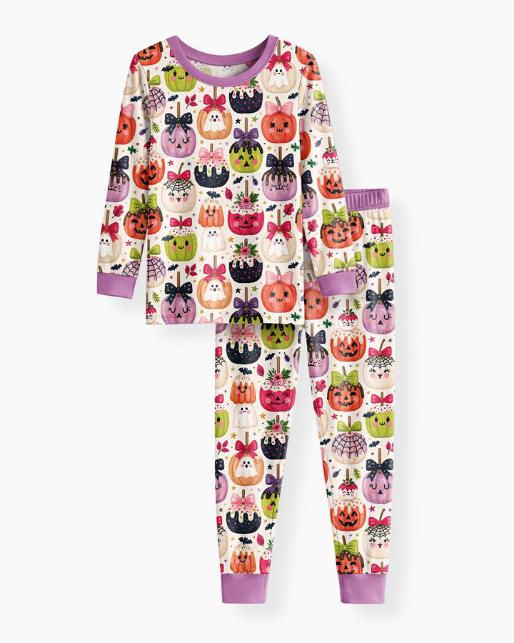 Cute Halloween Candy Apples Bamboo Two Piece Long Sleeve Pajama Set