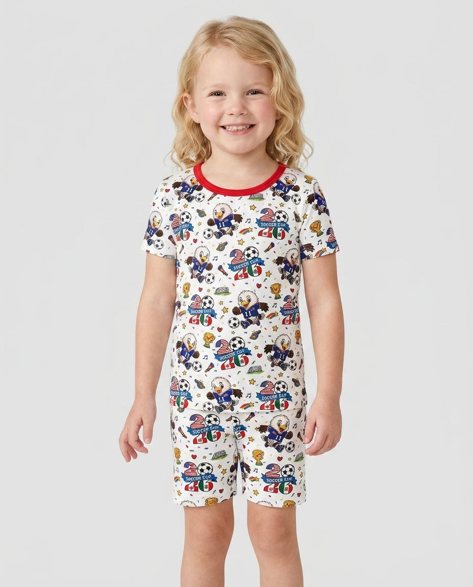We Are The Champions Soccer Cup 2026 Bamboo Two Piece Short Sleeve Shorts Pajama Set