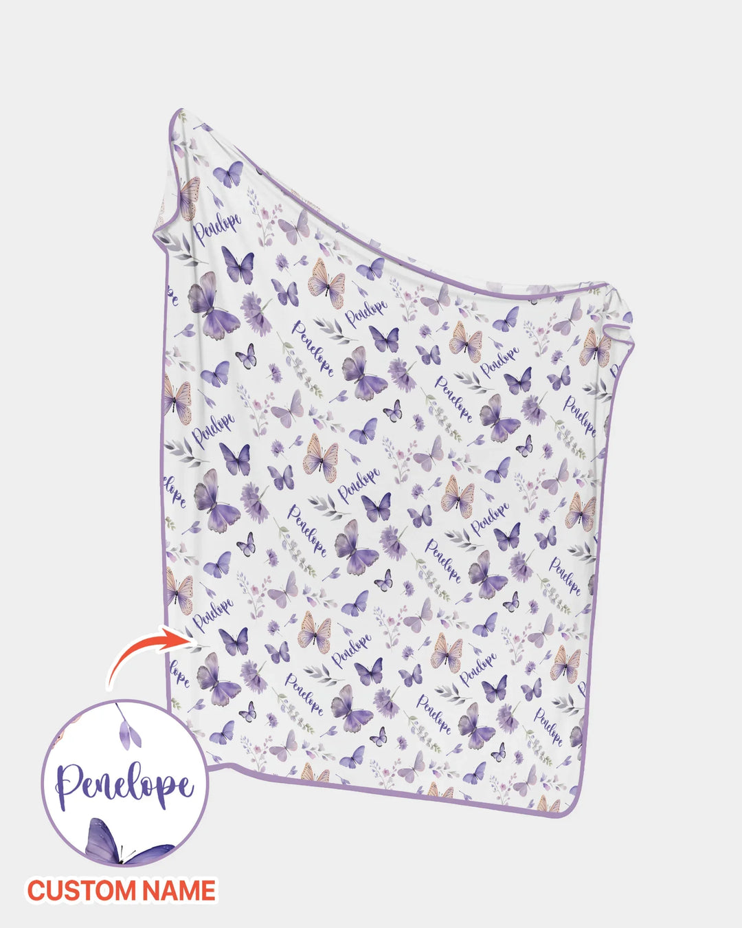 Custom Name Lilac Bloom Bamboo Blanket