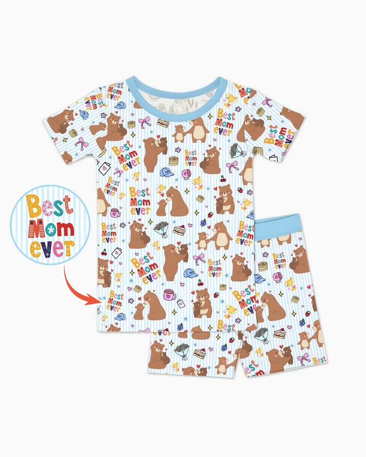 Best Mama Bear Ever Family Matching Bamboo Two Piece Short Sleeve Shorts Pajama Set