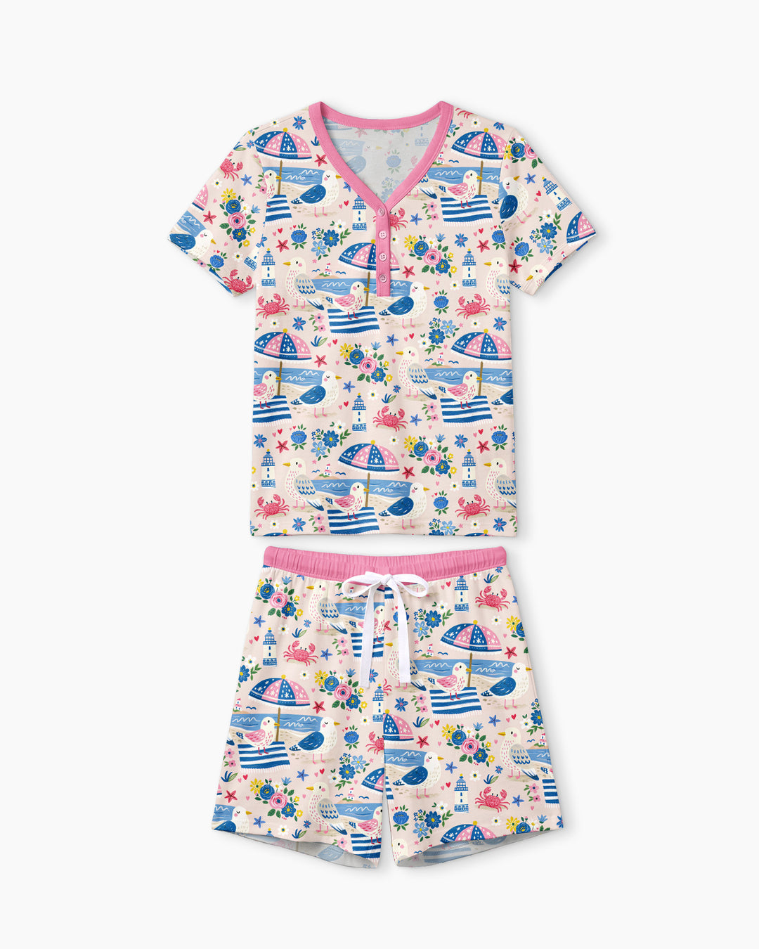 A Day At The Shore Bamboo Women Short Sleeve Short Pajama Set