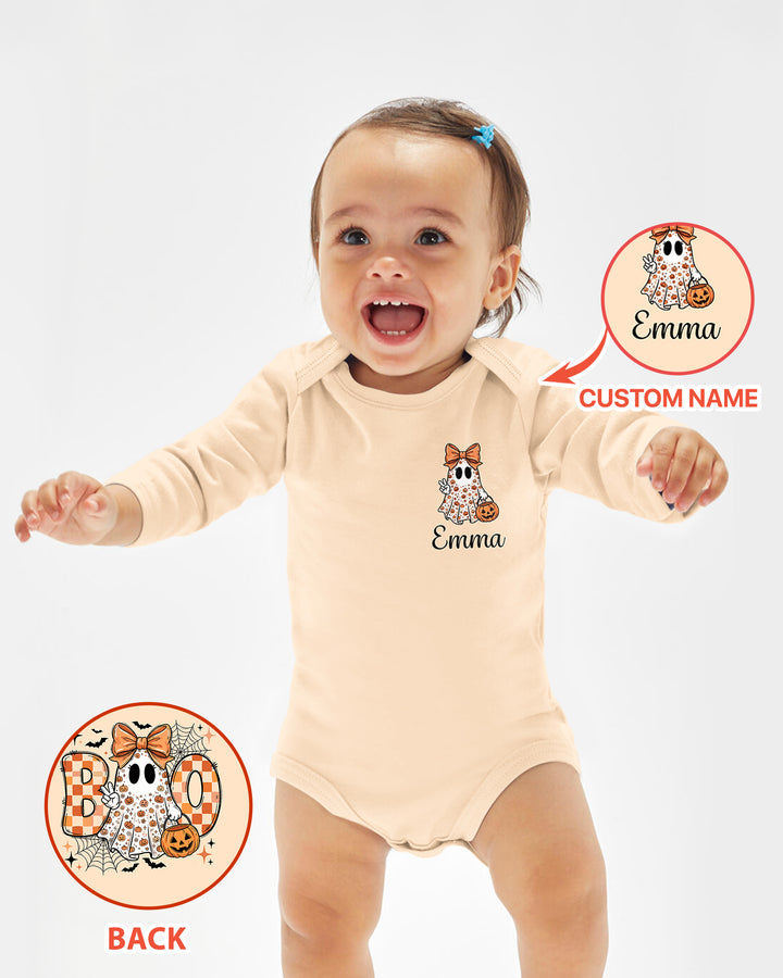 Personalized Baby Girl Halloween Ghost Bamboo Bodysuit