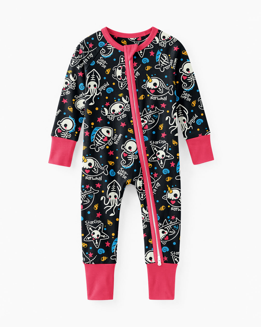 Kawaii Skeleton Ocean Animals Bamboo Convertible Zippy