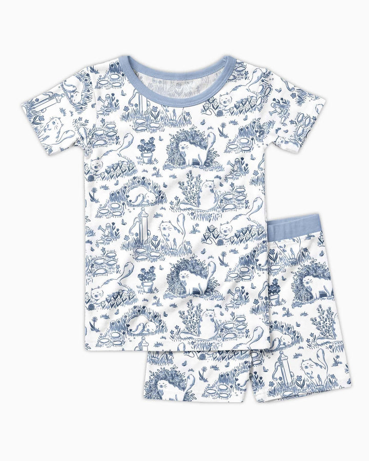 Toile Cats Bamboo Two Piece Short Sleeve Shorts Pajama Set