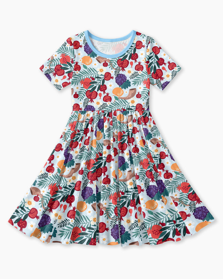 Pomegranate Blessings Night Family Matching Bamboo Twirl Dress