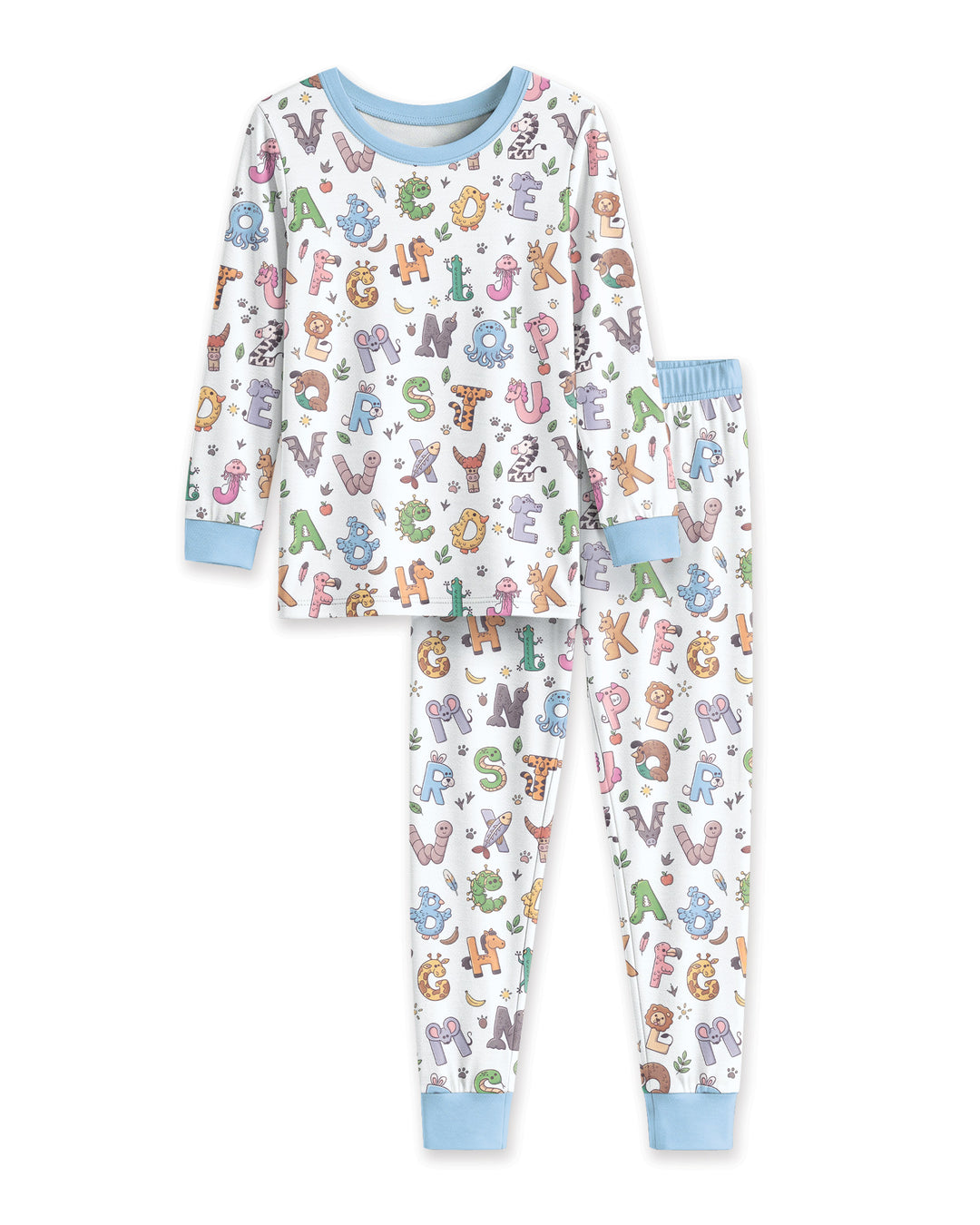 Animals Alphabet Bamboo Two Piece Long Sleeve Pajama Set