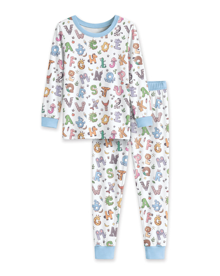 Animals Alphabet Bamboo Two Piece Long Sleeve Pajama Set
