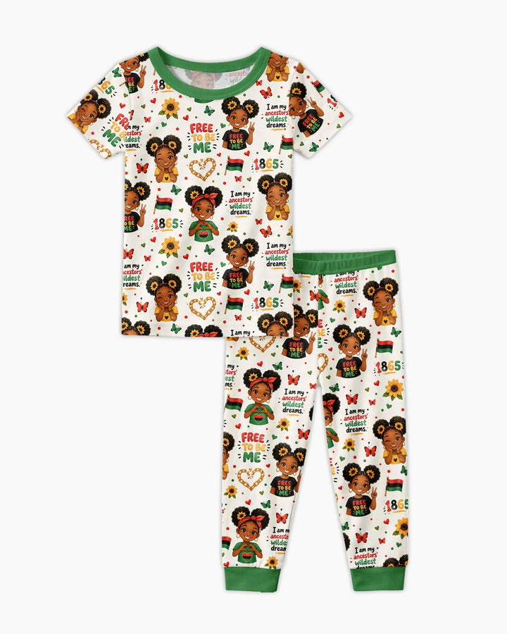 Juneteenth I am My Ancestors' Wildest Dream Bamboo Two Piece Short Sleeve Pajama Set