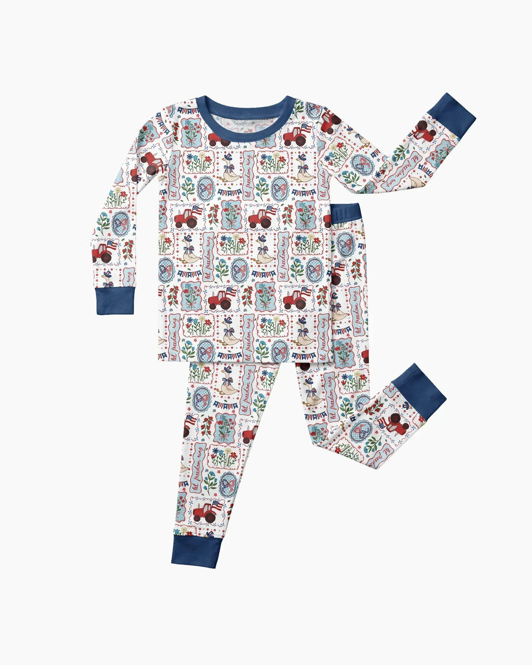 Patriotic USA Silly Goose Family Matching Bamboo Two Piece Long Sleeve Pajama Set