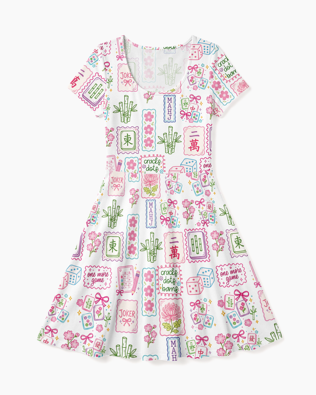 Cracks, Dots & Bams Mommy & Me Matching Bamboo Women’s Short Sleeve Twirl Dress