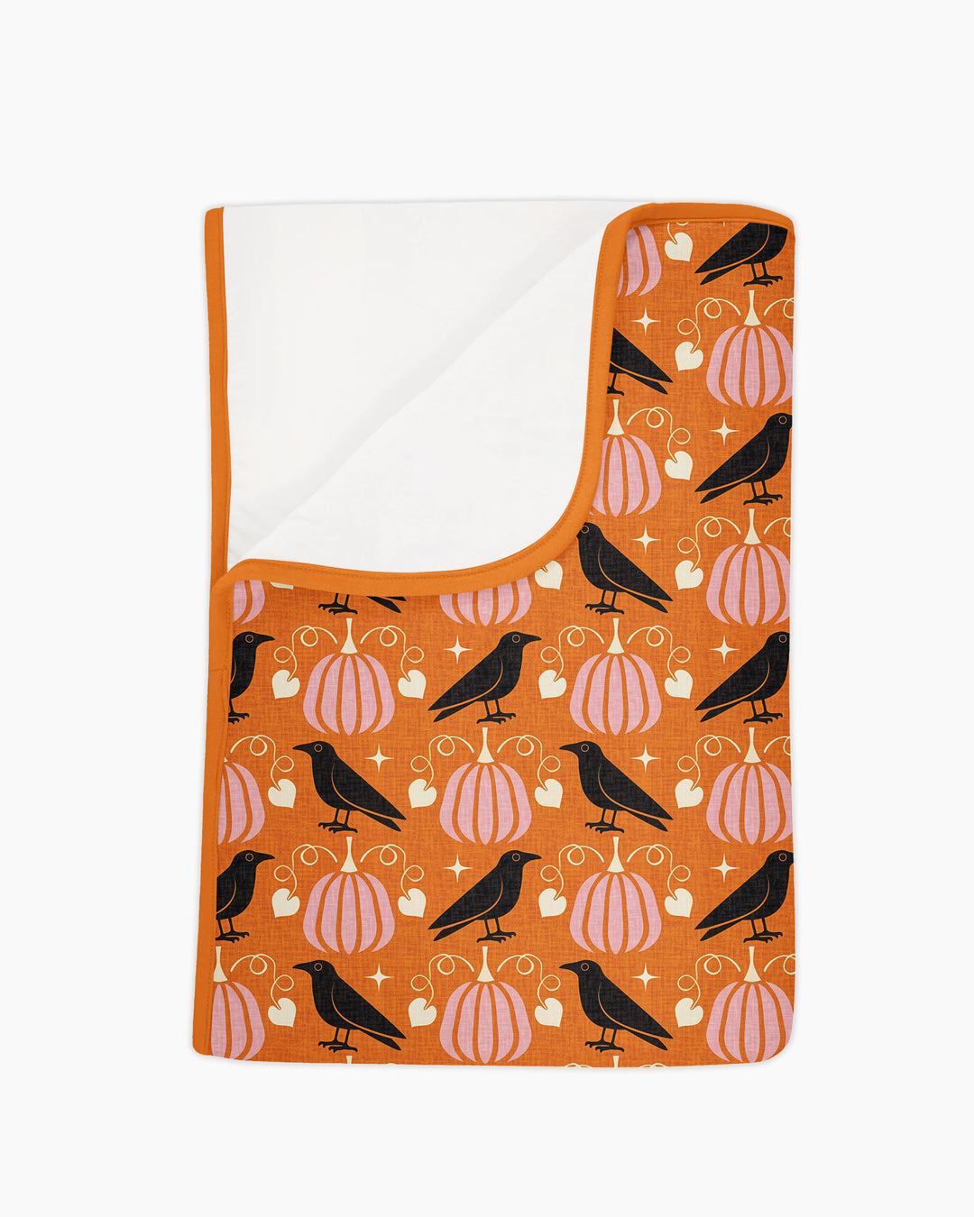 Ravens in a Pumpkin Patch - Orange Pink Bamboo Blanket