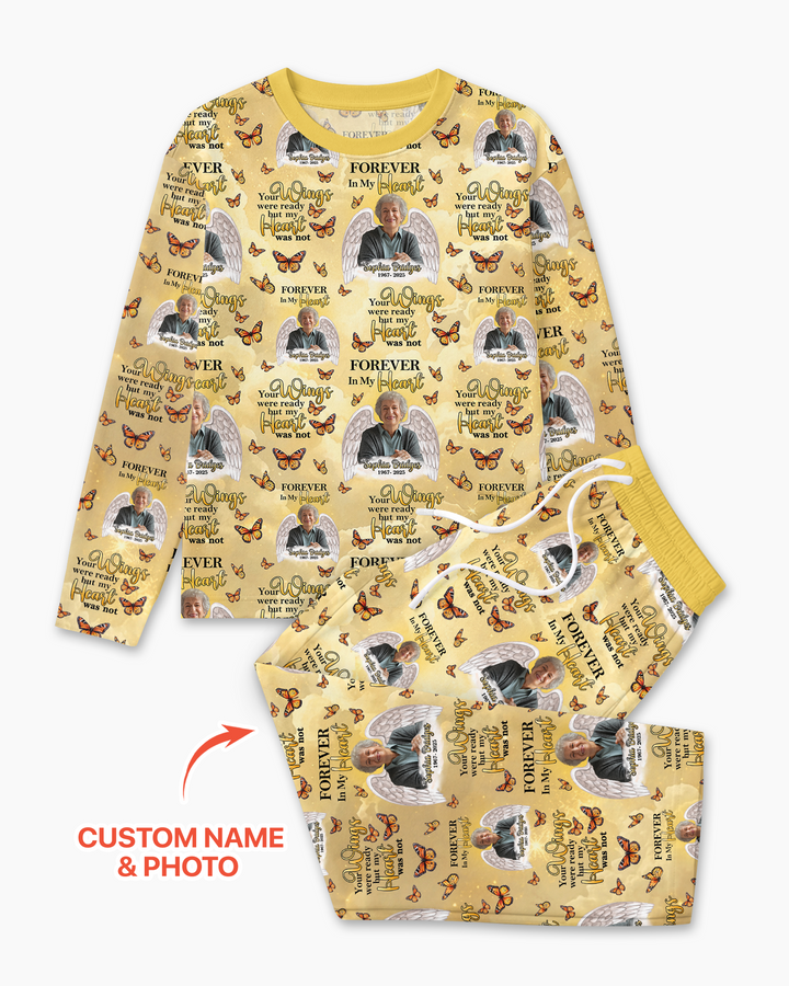 Custom Photo Forever In My Heart Family Matching Bamboo Men Pajama Set