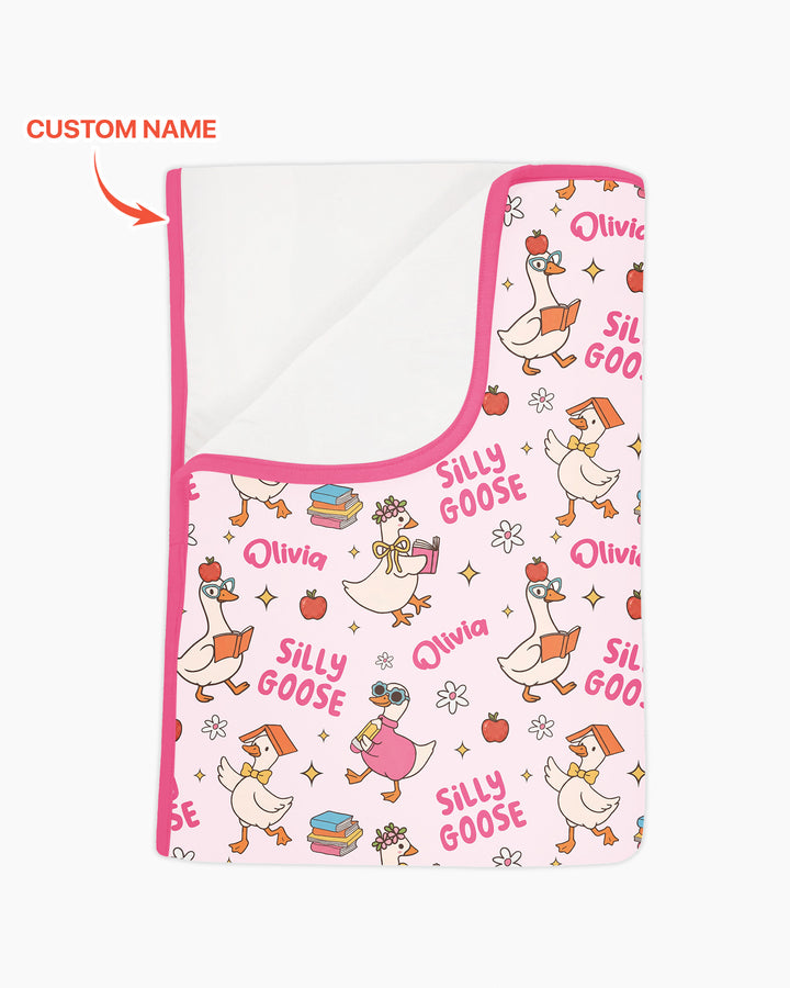 Custom Name Silly Goose Back to School Bamboo Blanket