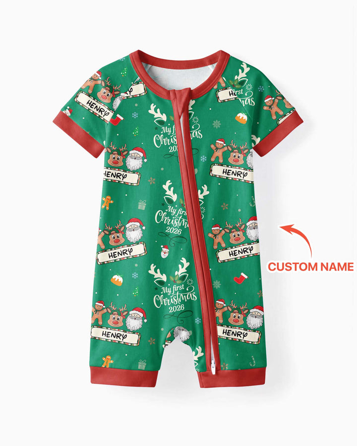 Custom Name Merry Christmas My Deer 2026 Bamboo Shorty Zippy