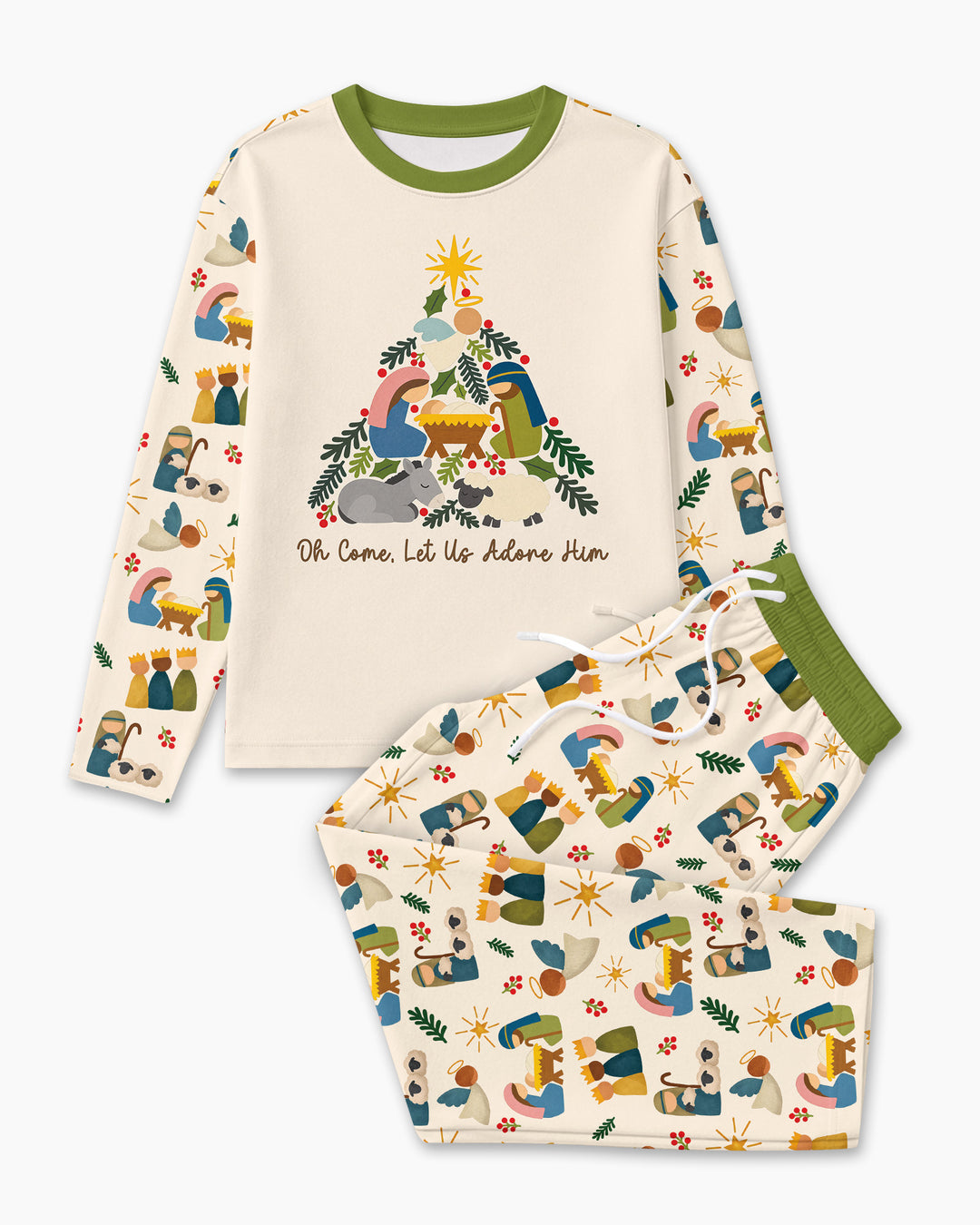 Oh Come, Let Us Adore Him Family Matching Bamboo Men's Pajama Set