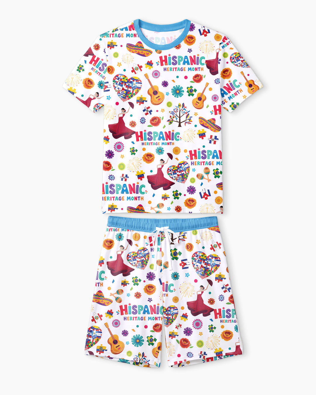 Fiesta Hispanic Heritage Month Bamboo Men Short Sleeve Short Pajama Set