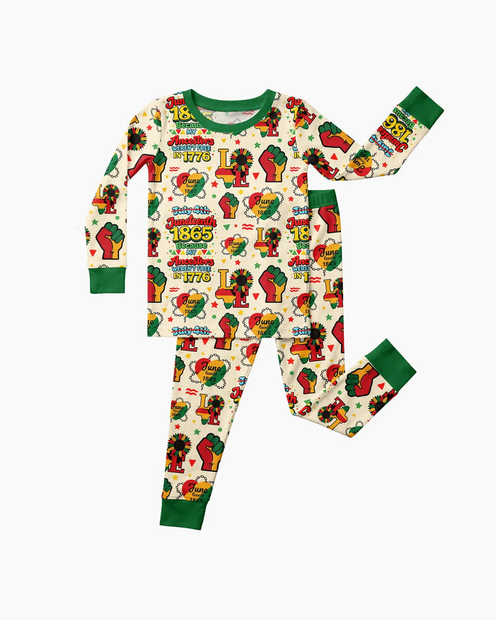 Juneteenth 1865 Because My Ancestors Weren't Free In 1776 Bamboo Two Piece Long Sleeve Pajama Set