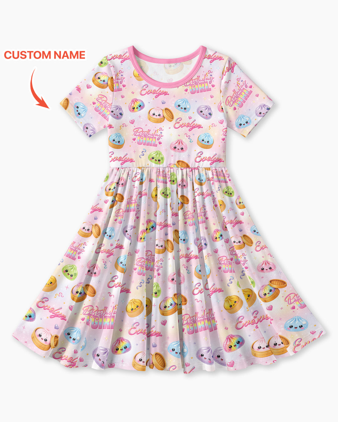 Birthday Girl Glitter Dumpling Bamboo Twirl Dress