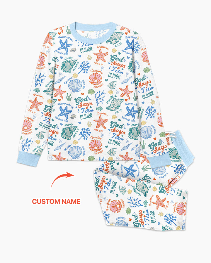 Coastal God Says I Am Custom Name Bamboo Men's Pajama Set