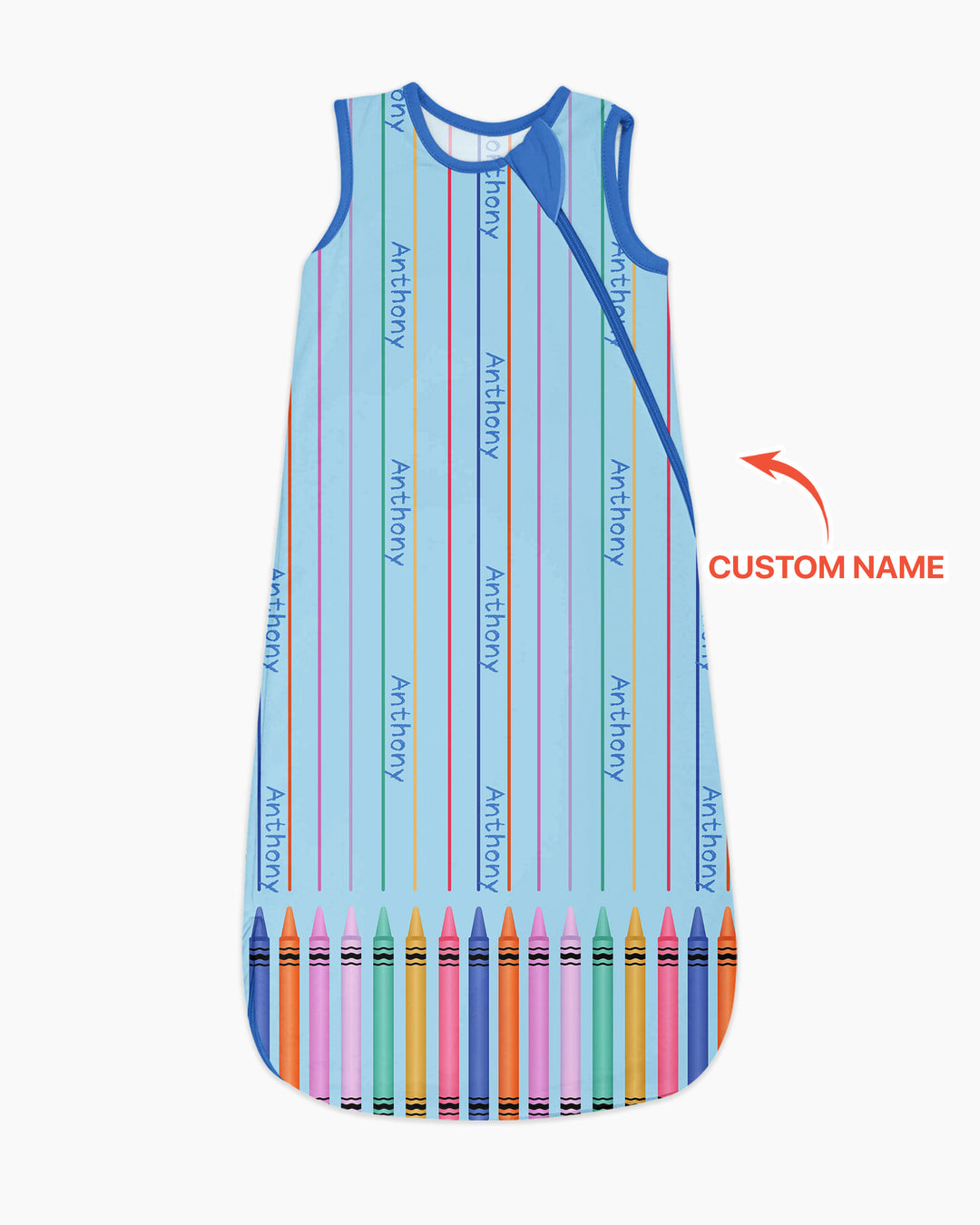 Custom Name Crayon Lines Bamboo Sleep Bag