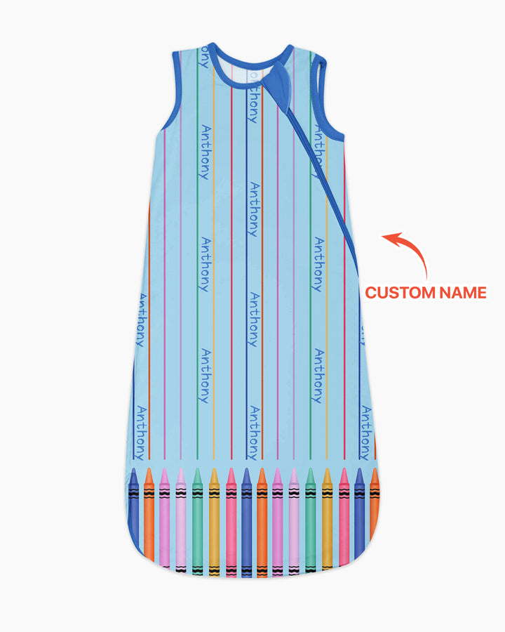 Custom Name Crayon Lines Bamboo Sleep Bag