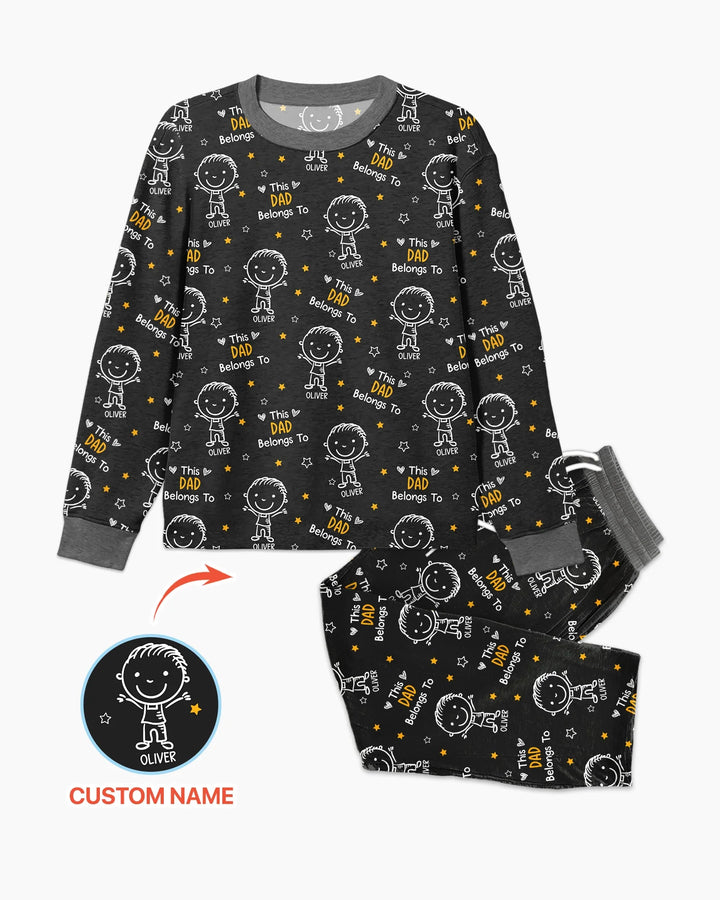 Custom Name This Dad Belongs To Doodle Bamboo Men's Pajama Set