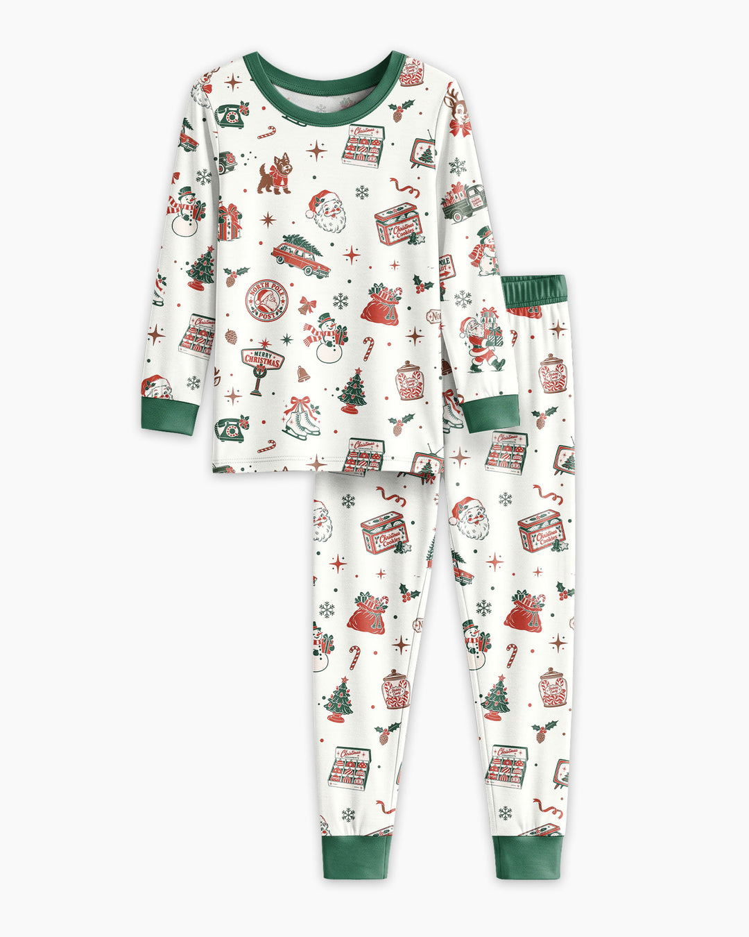 North Pole Retro Bamboo Two Piece Long Sleeve Pajama Set