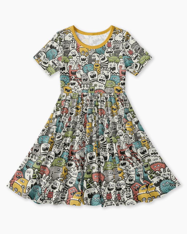 Monsters And Friends Bamboo Twirl Dress