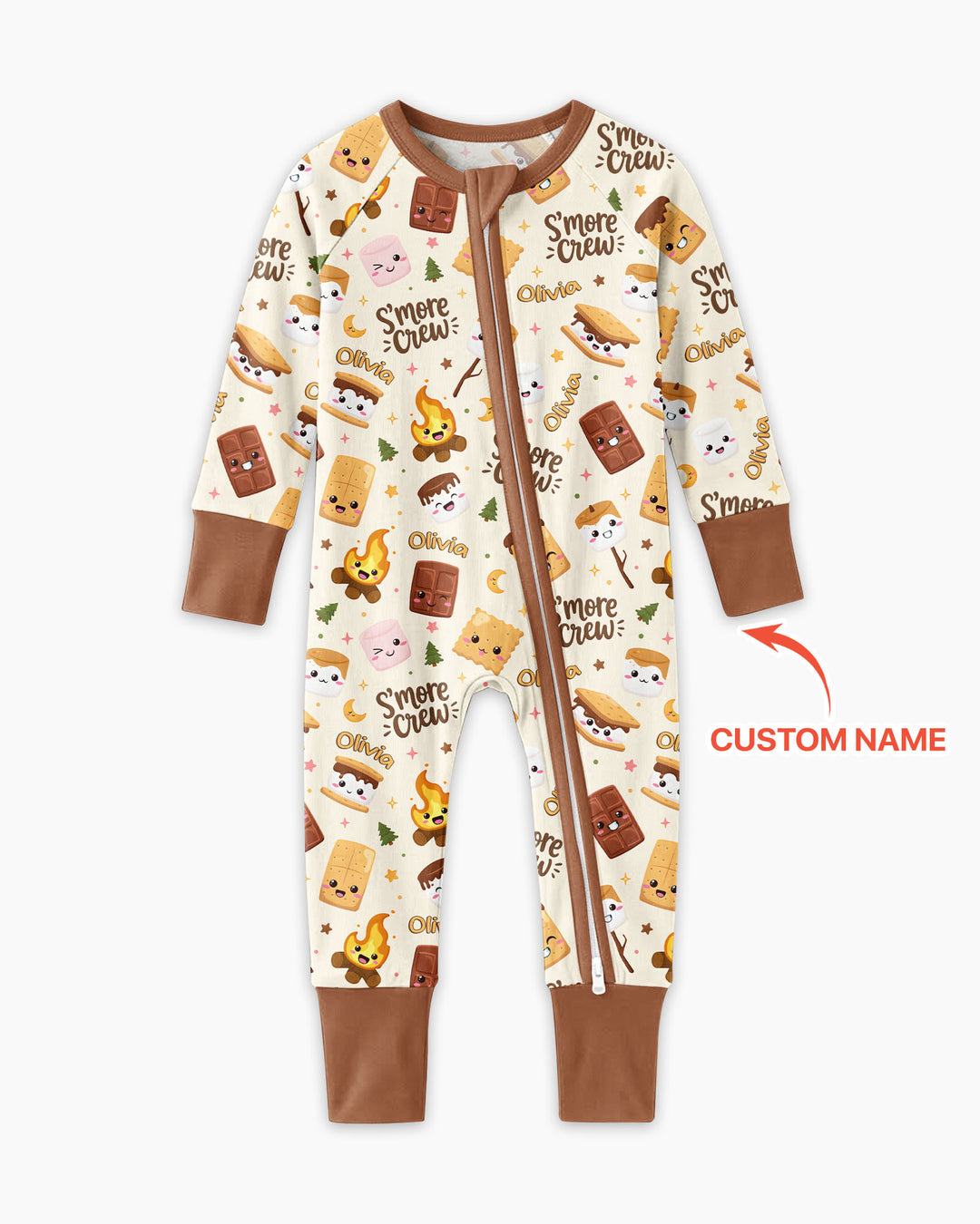 Custom Name Kawaii S'more Crew Family Matching Bamboo Convertible Zippy