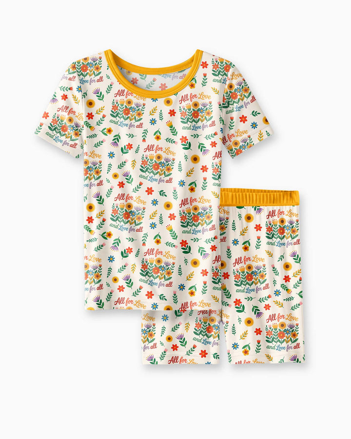 Love For All Family Matching Bamboo Two Piece Short Sleeve Shorts Pajama Set