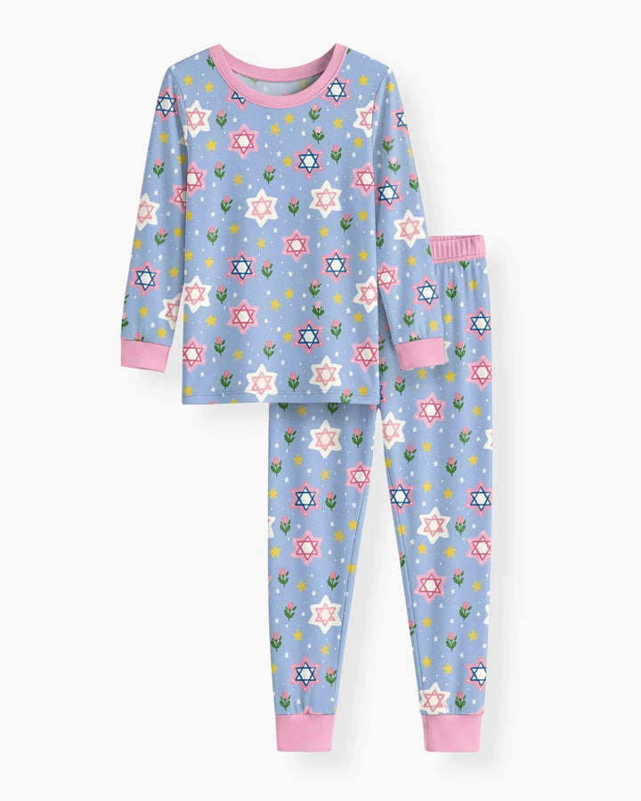 Starry Bloom Blessings Family Matching Bamboo Two Piece Long Sleeve Pajama Set