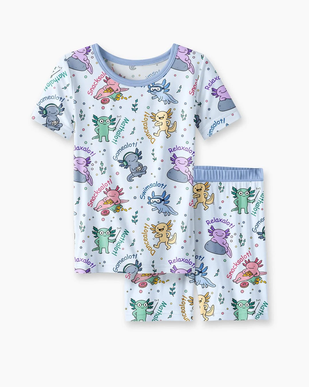 A Lotta Axolotls Bamboo Two Piece Short Sleeve Shorts Pajama Set