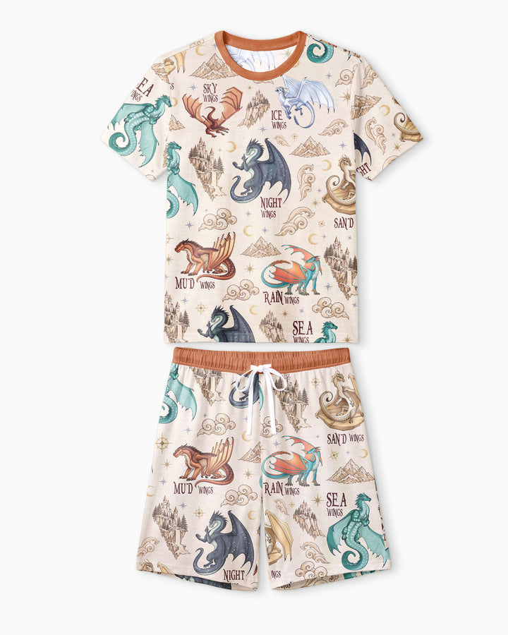Elemental Dragons Bamboo Men Short Sleeve Short Pajama Set