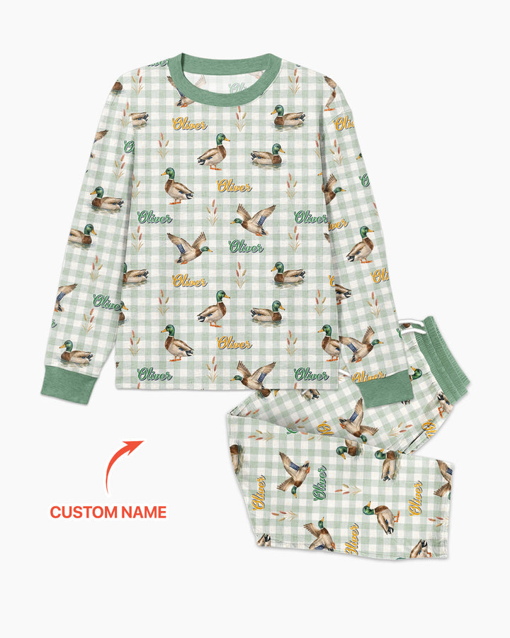Mallard Duck Custom Name Bamboo Men's Pajama Set
