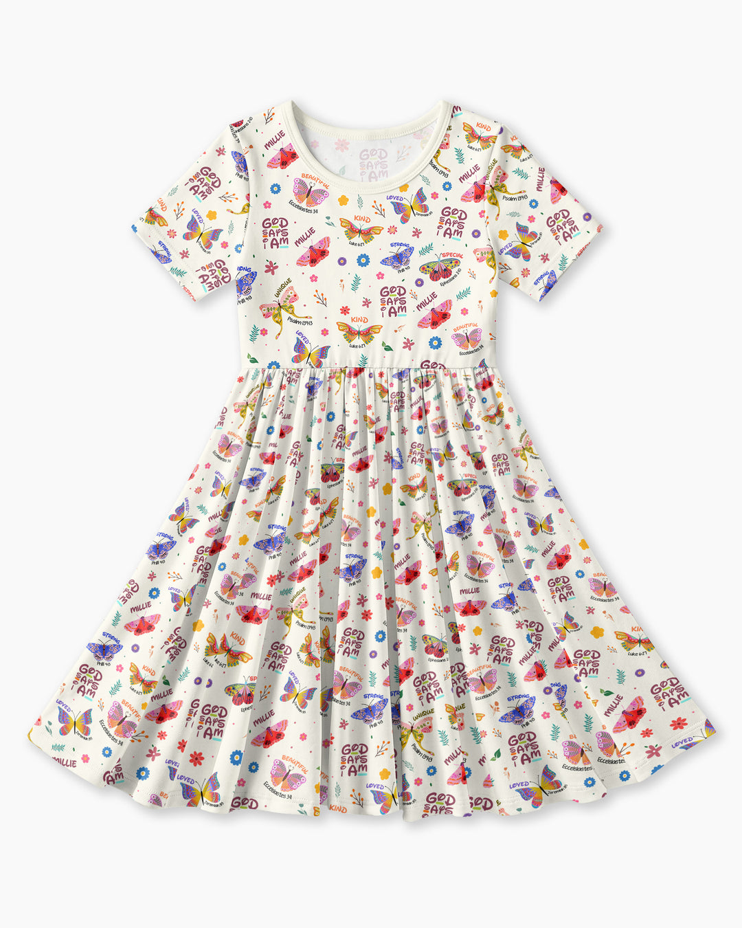 Custom Name God says I am Butterfly Bamboo Twirl Dress