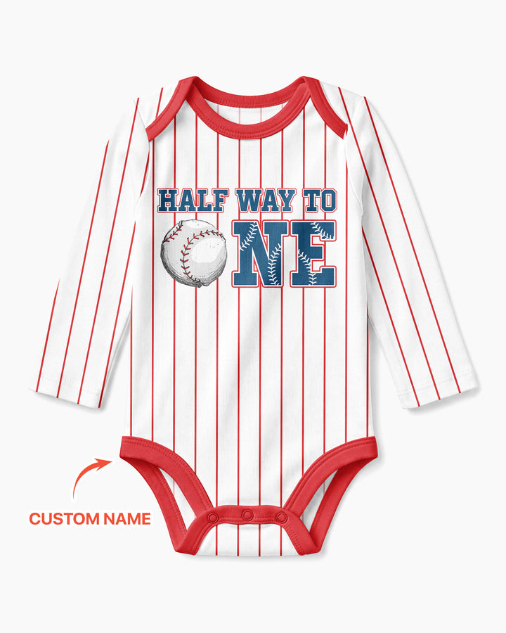 Custom Name Half Way To One Bamboo Bodysuit