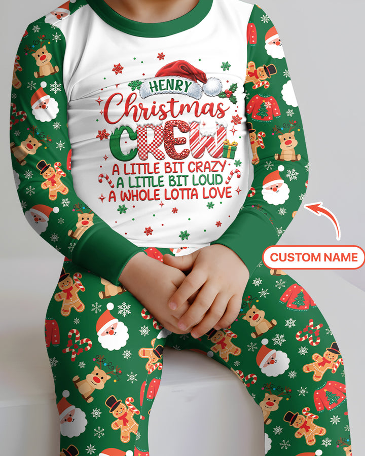 Personalized Christmas Crew Family Matching Bamboo Two Piece Long Sleeve Pajama Set