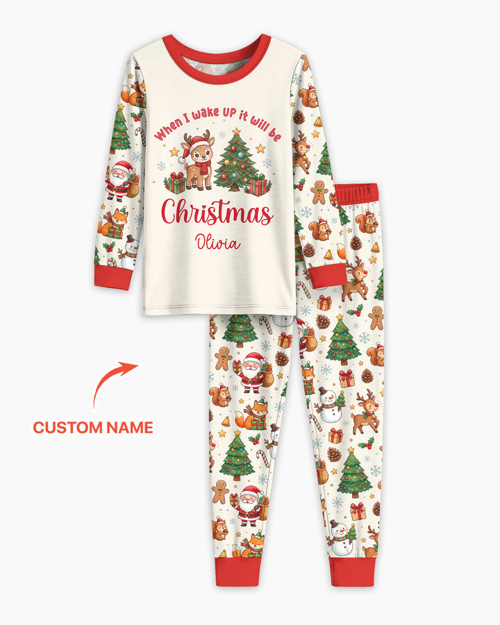Custom Name When I Wake Up It's Will Be Christmas Bamboo Two Piece Long Sleeve Pajama Set