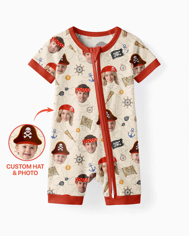 Custom Photo Treasure Map Adventures Family Matching Bamboo Shorty Zippy