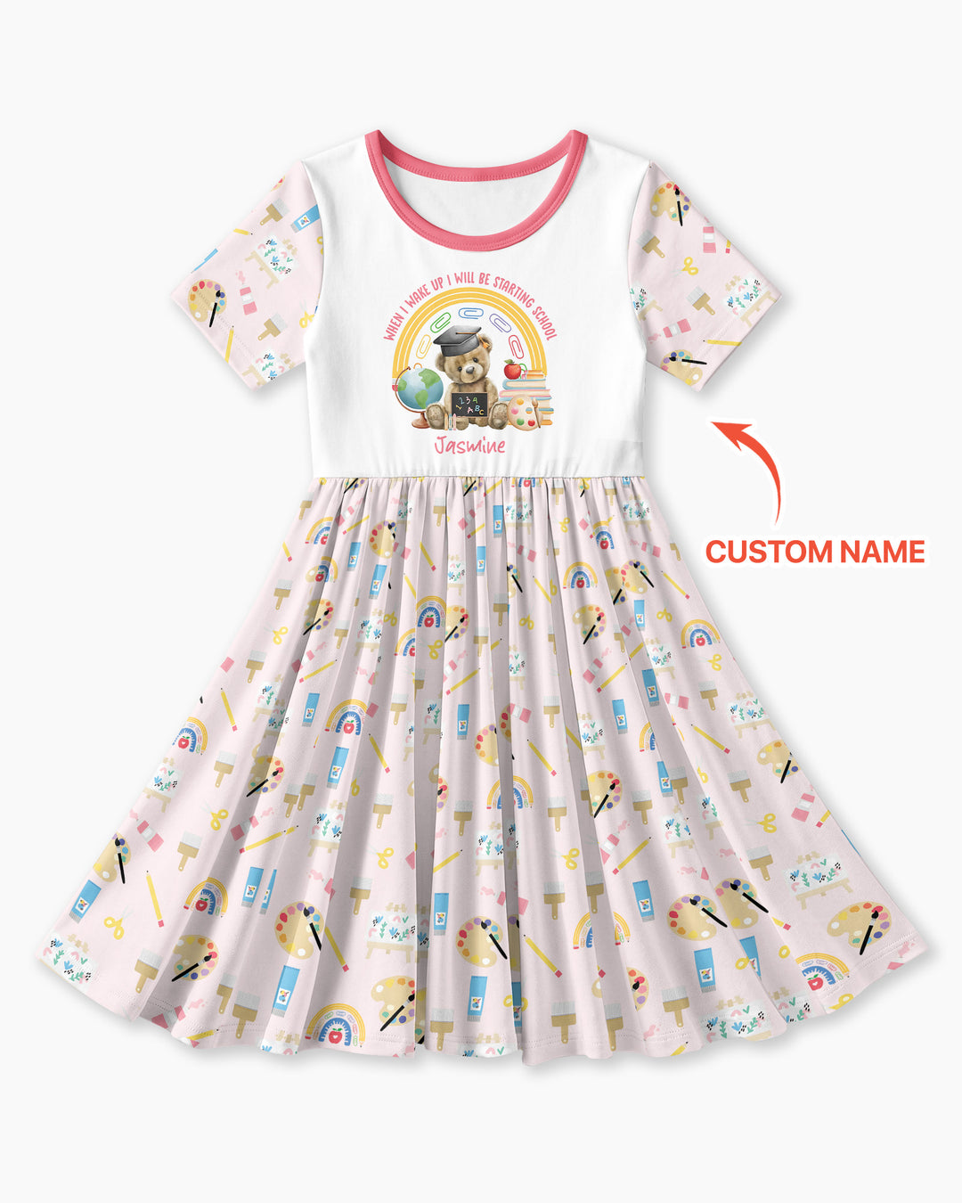 Custom Name When I Wake Up I Will Be Starting School Bamboo Twirl Dress