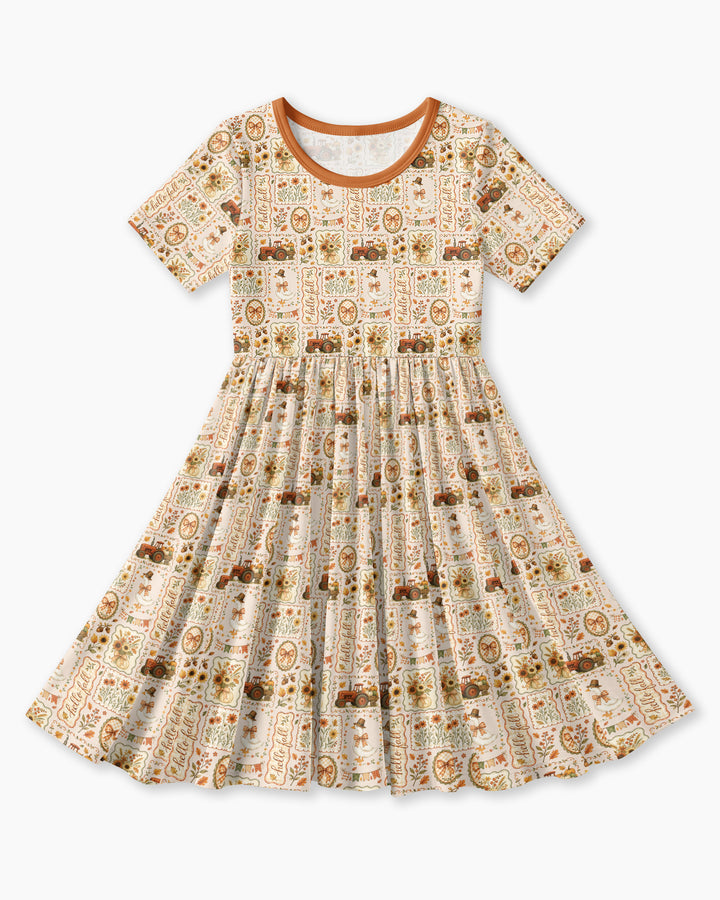 Farmhouse Fall Goose Family Matching Bamboo Twirl Dress